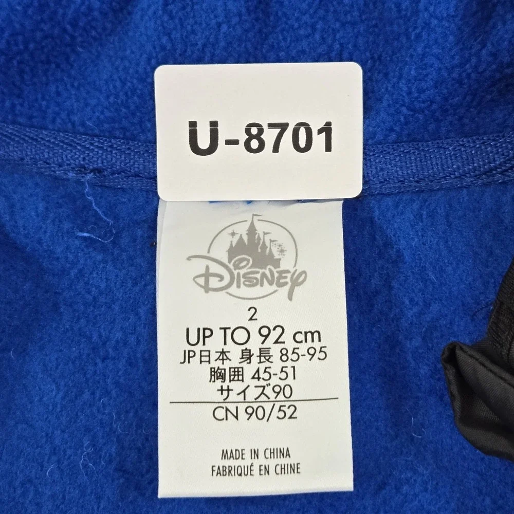 Disney Parks Kids Jacket 2 Blue Mickey Mouse Logo Zipper Fleece  NWT